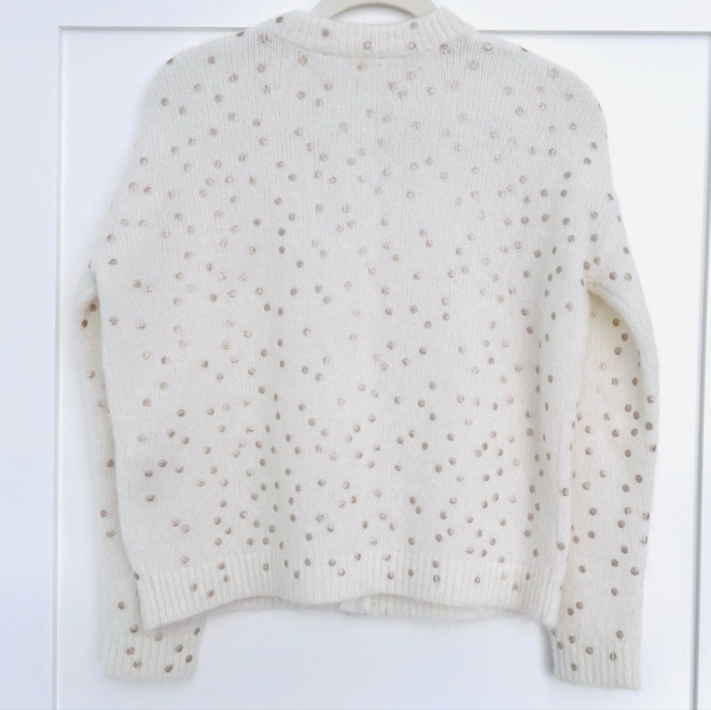 SÉZANE Talitha Kid Mohair Cardigan In Ecru Champagne Dots NWOT XXS Runs Large - Picture 8 of 13